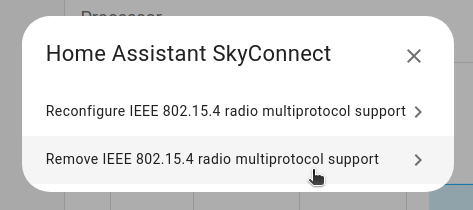 Screenshot showing the Configure IEEE 802.15.4 radio multiprotocol support option