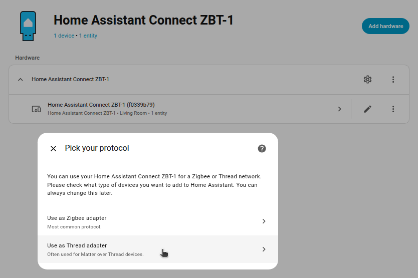 Select the Thread firmware