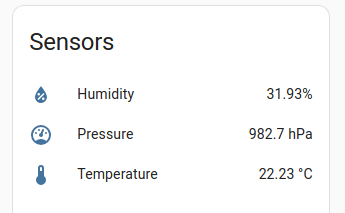 Screenshot showing sensor data